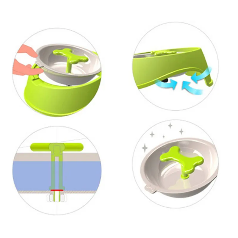 

Fun Bone Shaped Pet Dog Slow Feeder Dog Food Bowls Water Bowl Dishes Prevent From Choking Eating Too Fast Anti-fat