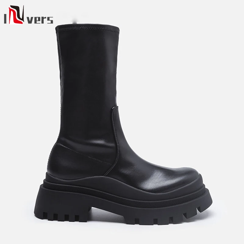 

2021 Za Martin Boots Women British Style Chelsea Thick-soled Boots Increase Slimming Short Boots Womens Platform Heels
