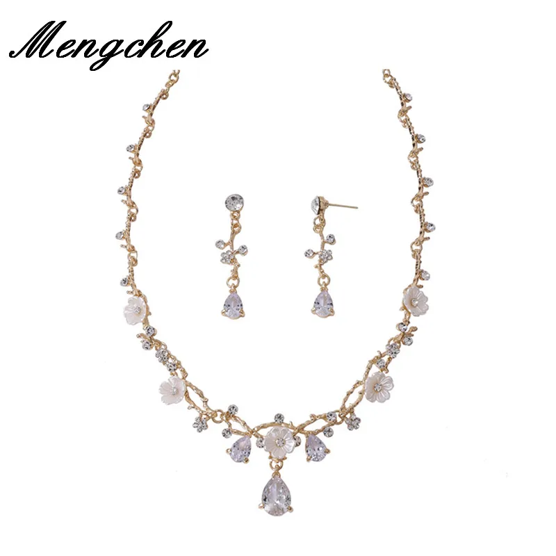 

Винтажные золотые и Серебристые Цвет, Украшенные бусинами и цветами комплекты ювелирных изделий Стразы колье ожерелье серьги из сплава с ц...