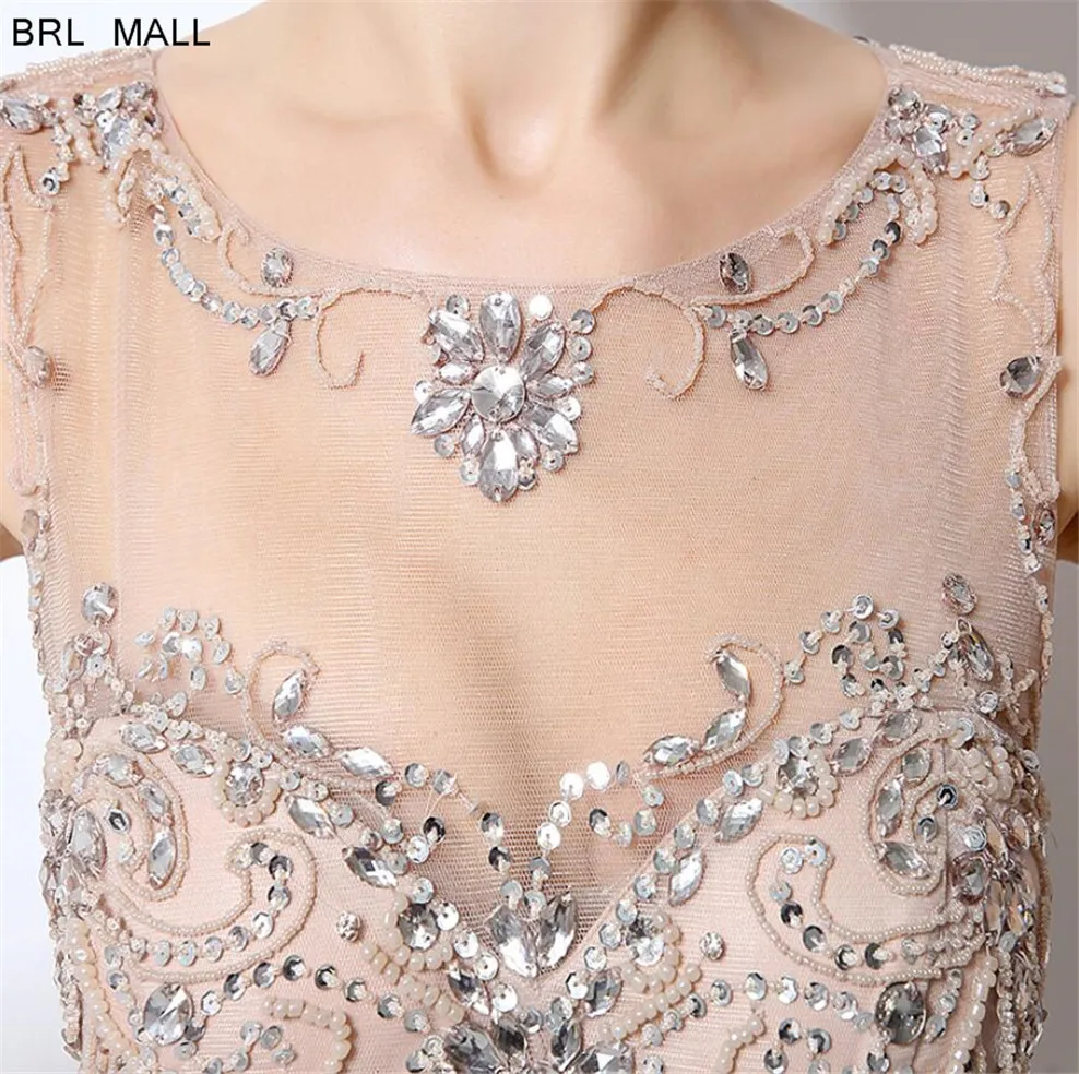 

Sexy Champagne Tulle Appliques Mermaid Evening Dresses 2020 Elegant Long Formal Dress Party Celebrity Prom Gowns robes de soire