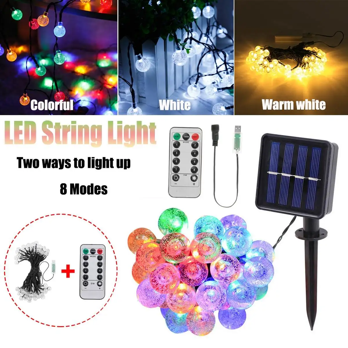 

50 usb-портами и светодиодным индикатором дистанционного Управление строки Солнечный шар светильник Новогоднее украшение дома хрустальный ш...