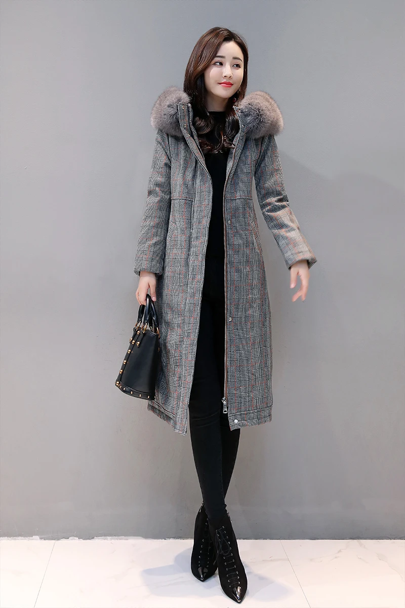 Плотный Теплый Женский пуховик роскошная одежда с лисьим мехом и капюшоном 2020