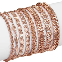 womens 585 rose gold color bracelets curb snail foxtail venitian link chain friendship jewelry gifts for women girl 7 9inch