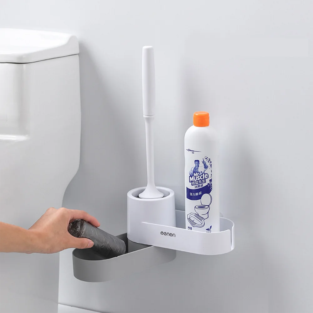 

Bathroom wall hanging cleaning brush household floor cleaning bathroom accessories storage silicone toilet brush holder