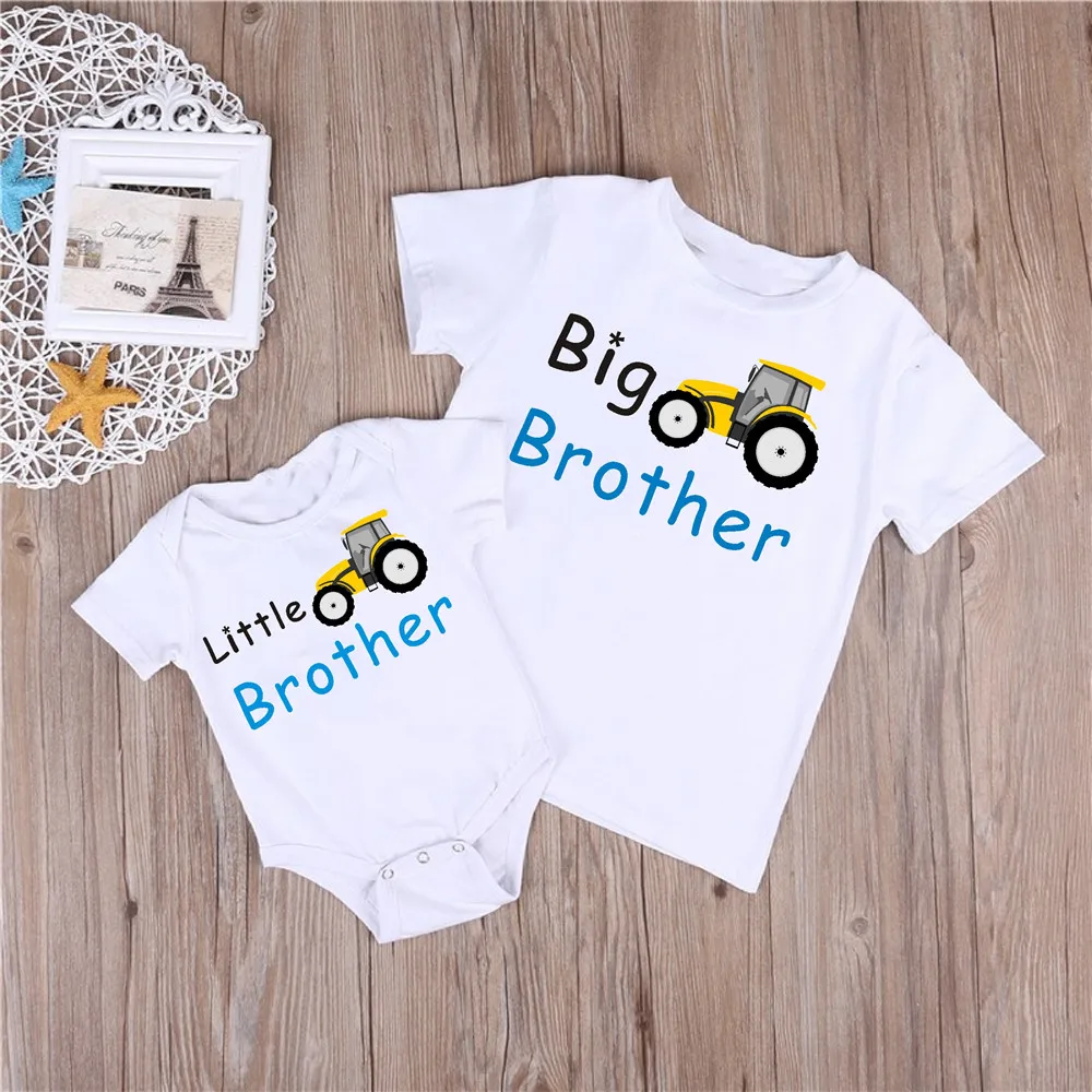 

Big Brother маленький ropa bebe одинаковые футболки ropa ni О camisas ropa ni О 2aos с принтом в виде машин, летние футболки с короткими рукавами