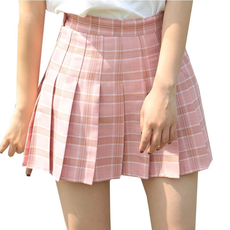 

High Waist Women Mini Skirts Fashion High Waist Female Pleated Skirt Sweet Girls Dance Plaid Skirts Harajuku Ladies Short Skirt