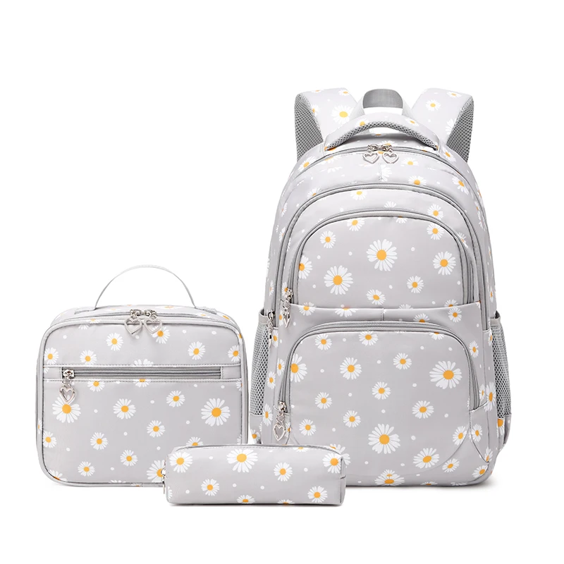 

3Pcs Daisy Printing Primary Middle High School Backpack Set with Lunch Bag Elementary Bookbag Schoolbag Rucksack Mochila