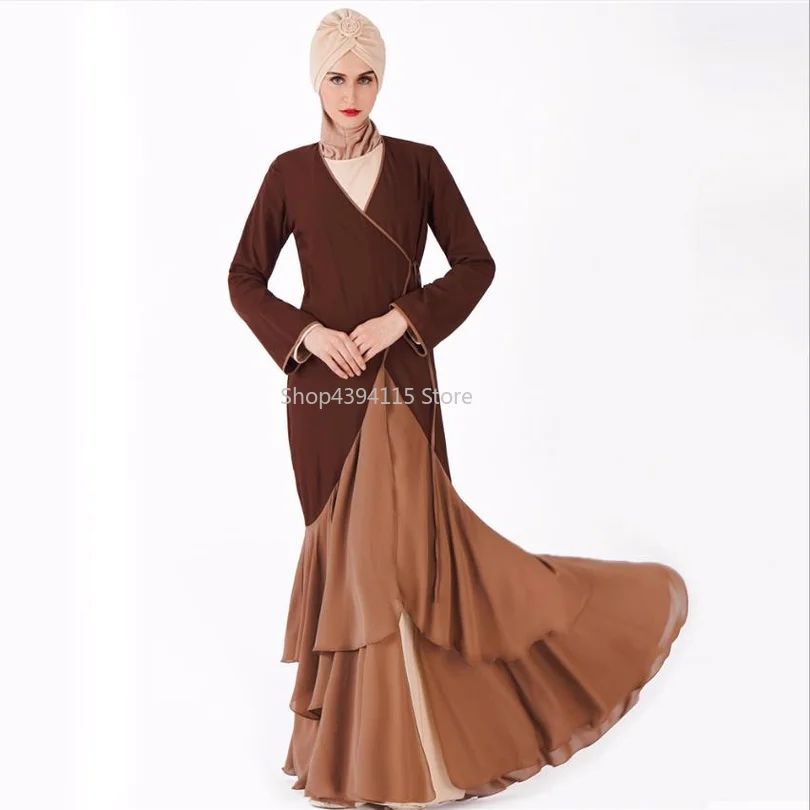 muslim adult fashion cardigan abayas female big swing ruffles stitching islamic abaya kimono prayers clothes wq1052 | Тематическая