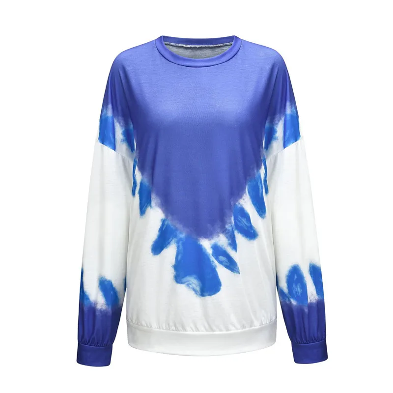 Футболка женская с длинным рукавом модная повседневная Радужная рубашка топы в