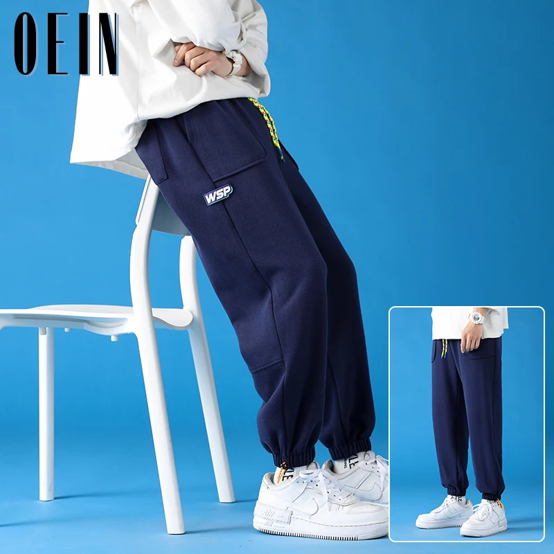 

OEIN Men Solid Cotton Harem Pants 2021 Mens Korean Fashions Harajuku Joggers Pants Autumn Couple Loose Black Casual Sweat Pants