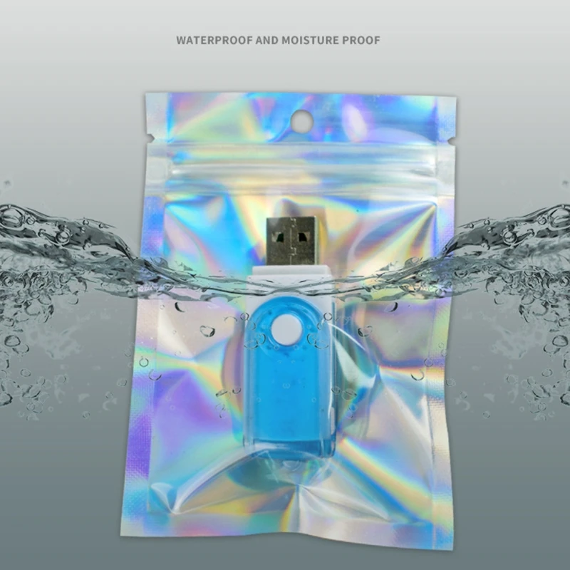 

100pcs Translucent Zip Lock Bags Holographic Storage Bag Xmas Gift Packaging Socks Sexy Lingerie Glove Cosmetics