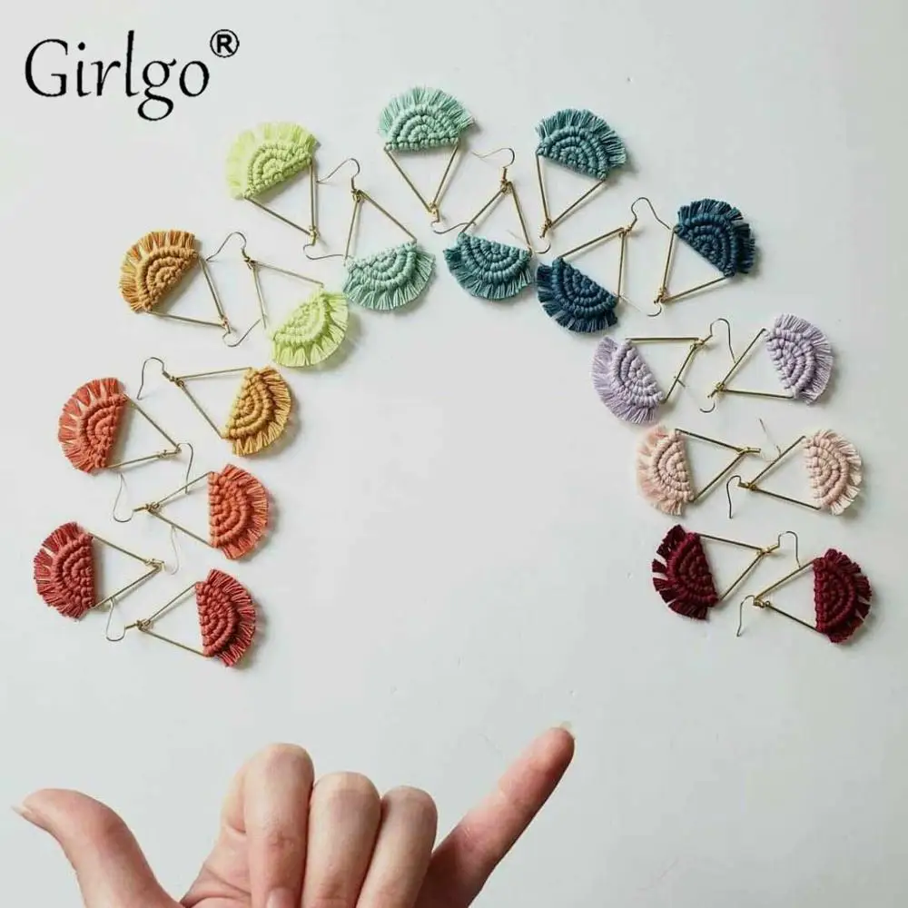 Женские богемные серьги-подвески Girlgo серьги ручной работы кисточки перо