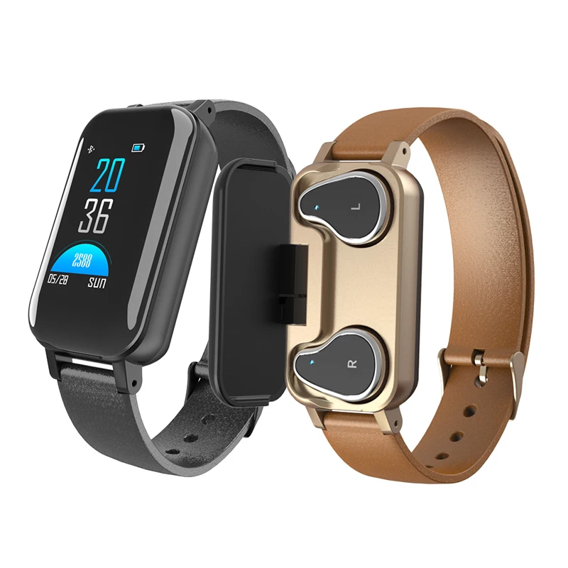 

T89 NEW HD Smart Watch Women with Bluetooth Earphone Men Smart Watch IP67 Support Siri BT Call Fitness Smart Binaural Bracelet