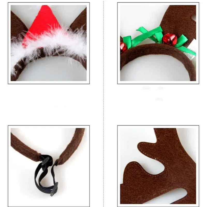 Аксессуары для маленьких собак шапки кошек рождественские красные оленьи