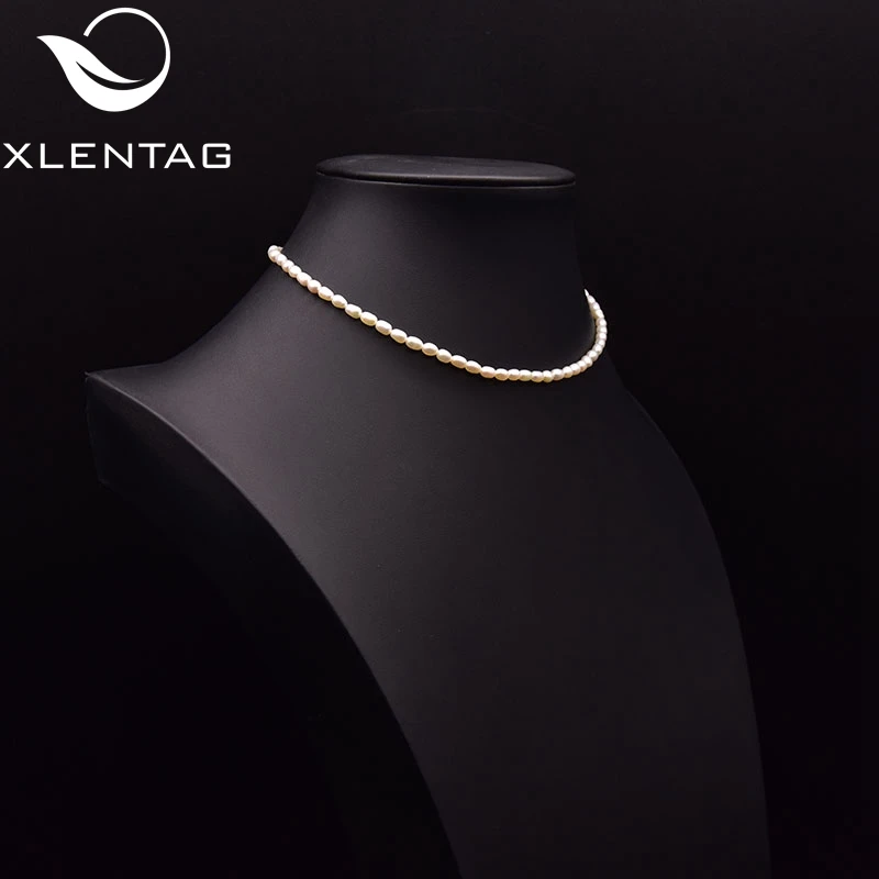 

XlentAg Hand Made Natural White Fresh Water Pearl Necklace Women 2021 Wedding Party Gift Fine Fashion Simplicity Jewelry GN0263B