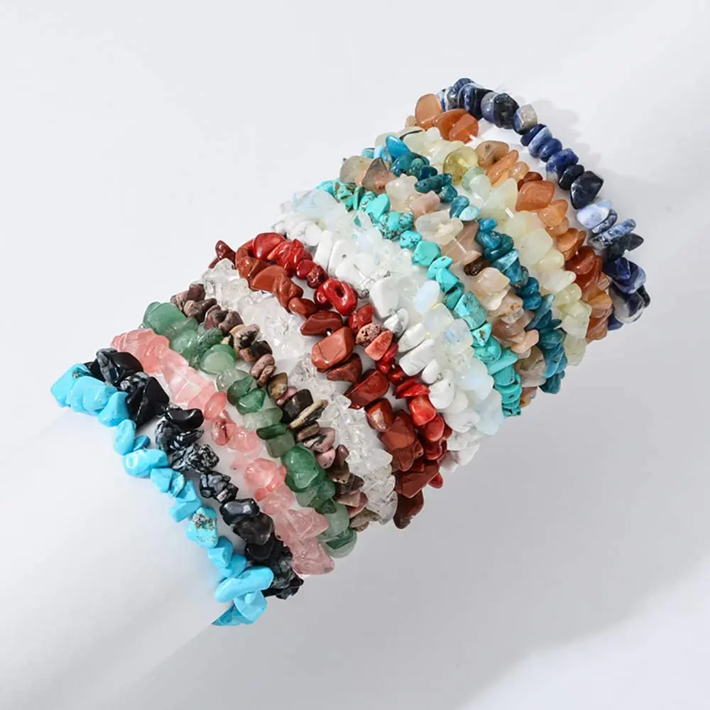 

Reiki Natural Stone 7 Chakra Bracelets Healing Crystal Bracelet Chipped Gravel Beads Gifts for Women Pulseras