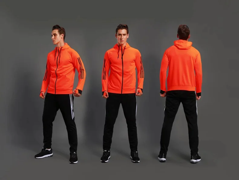 Спортивный комплект, спортивная одежда для фитнеса, футбольный костюм с капюшоном, спортивный костюм с длинным рукавом, баскетбольный, для бега, для спортзала, тренировочные комплекты, мужская куртка+ штаны