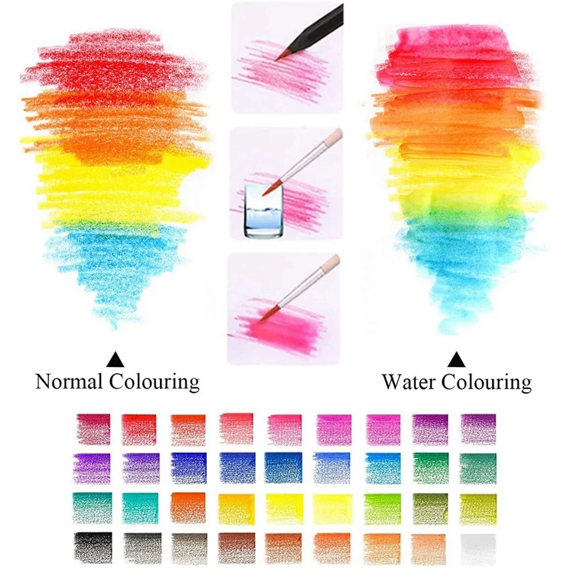 36Pcs Coloured Pencil Drawing Pencils Oil-Based Water-Soluble Set No Wax For Kids &amp Adults Sketching Doodling | Канцтовары для