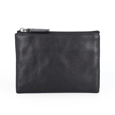 Black Новые кошельки для монет на молнии, первый слой, коровья кожа, женская сумочка для денег, кошелек для мелочи, топ-конец, Menn, сумка для монет, тонкий кошелек, чехол для кредитных карт - Color: Black