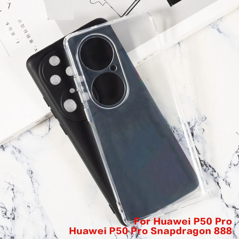 

Phone Cases For Huawei P50 Pro Matte Black White Soft TPU Case Anti SlipTransparent Silicone Back Protective Cover Capa Coque