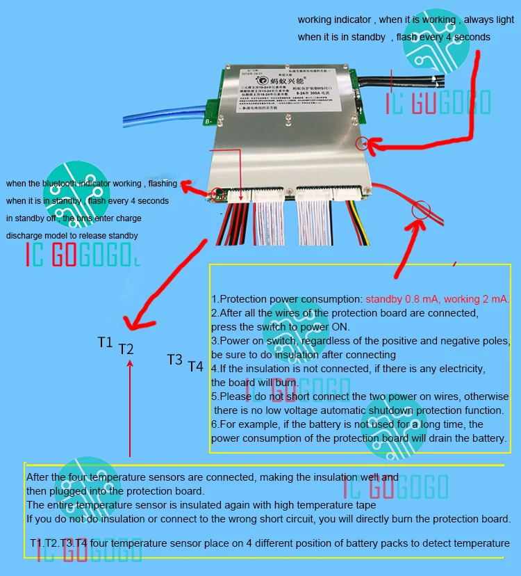 Тонкая версия Smart 300A 200A 70A литиевая батарея Защитная плата BMS Lipo lifepo4 LTO 10S 21S 24S Ant 60V 48V Bluetooth
