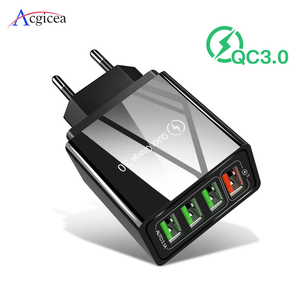 Сетевое зарядное устройство с 4 USB портами и поддержкой быстрой зарядки|Зарядные