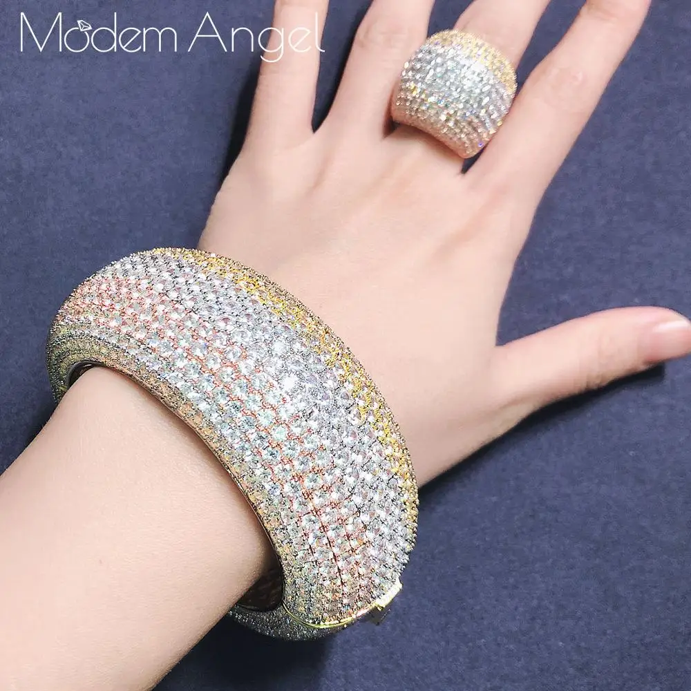 ModemAngel модный роскошный комплект из большого браслета и кольца в Саудовской