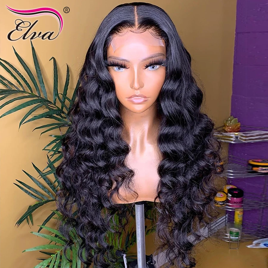 Кудрявые человеческие волосы на фронте парики из Elva перуанские Remy 360 фронтальный
