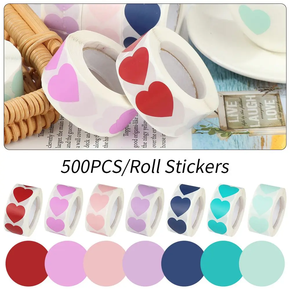 

500 Pcs / Roll Love Heart Shaped Seal Labels Cute Sticker Scrapbooking Gift Packaging Birthday Party Supplies Package Label