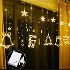 Рождественская гирсветильник, s мерцающая, занавеска на окно, гирсветильник для свадьбы, вечеринки, дома, сада, спальни, наружного и внутреннего декора стен