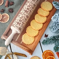 wooden rolling pin christmas element embossed rolling pin delicate professional dough roller for kitchen lc