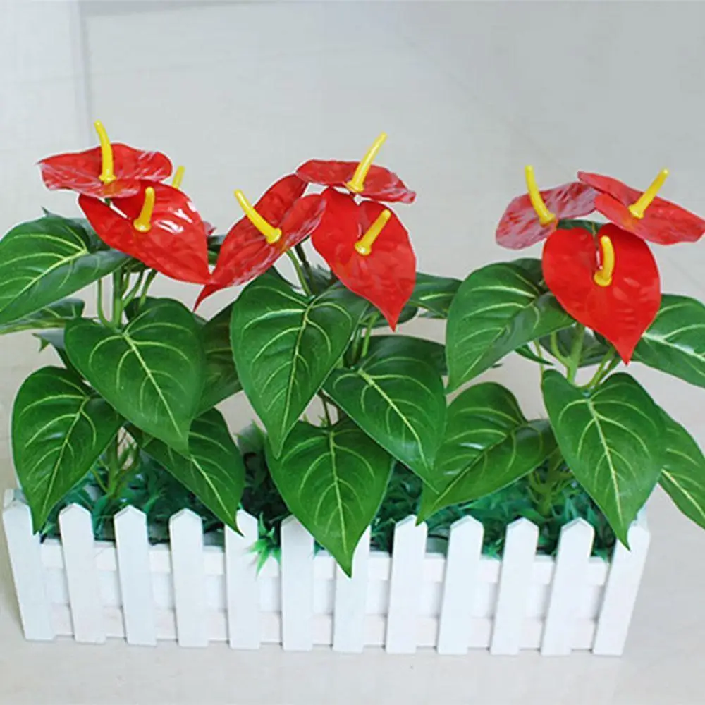 

Home Office Decorative Flower Pot Indoor Balcony Green Protection Plant Plastic Environmental Bonsai Desktop Fake Flower Q4D5