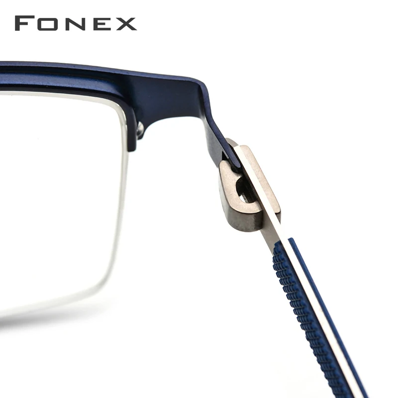 FONEX, сплав, оправа для очков, для мужчин, новинка, мужской квадратный светильник, очки по рецепту, полублизорукость, оптические оправы, Безвинтовые очки 9843