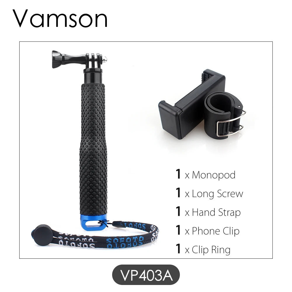 VP403A Vamson для GoPro 8 7 6 5 алюминиевый выдвижной шест палка для селфи монопод штатив крепление для GoPro Hero 6 5 4 для Xiaomi для Yi VP403 - Цвет: VP403A