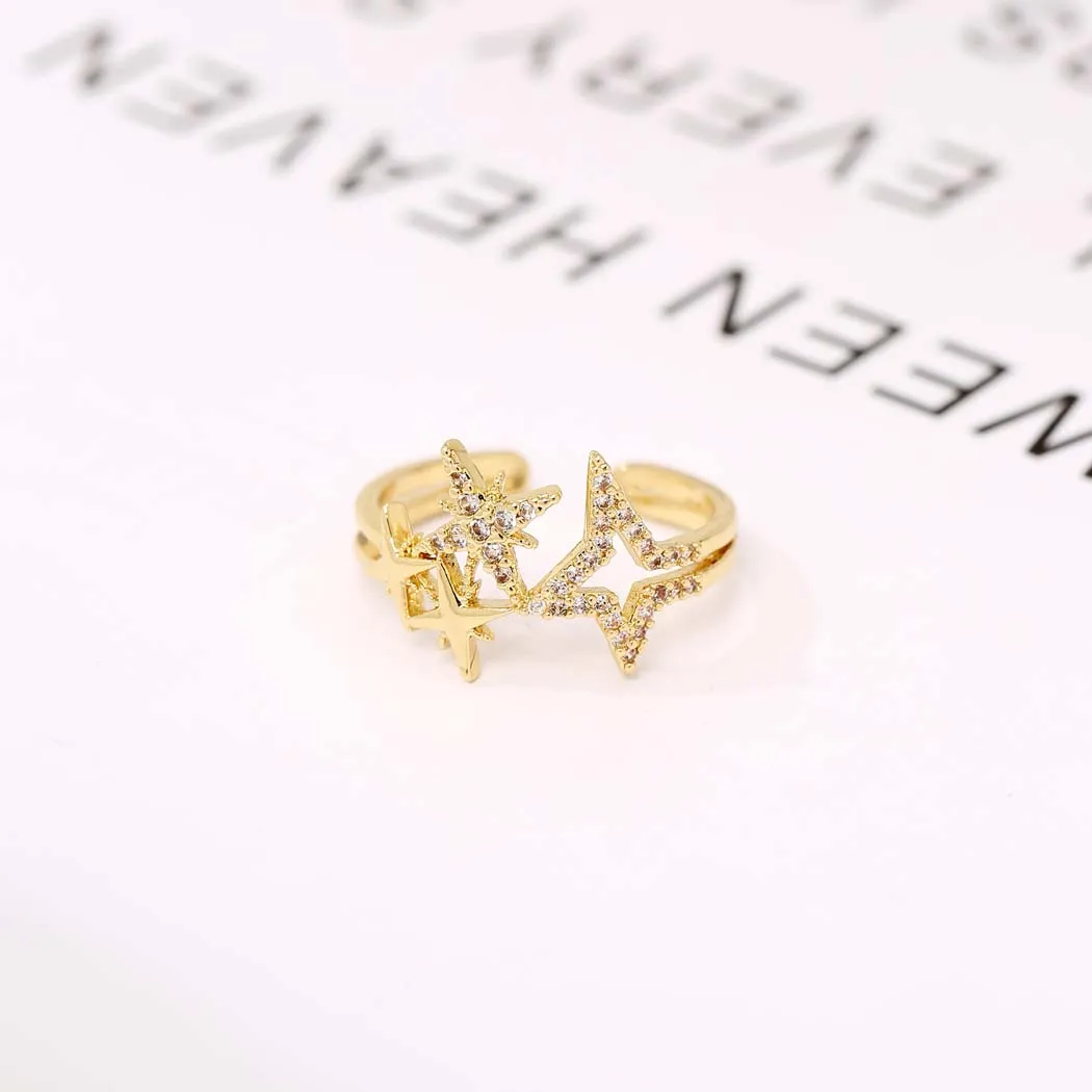 Todorova новые корейские Роскошные циркониевые полые открытые кольца в форме звезды