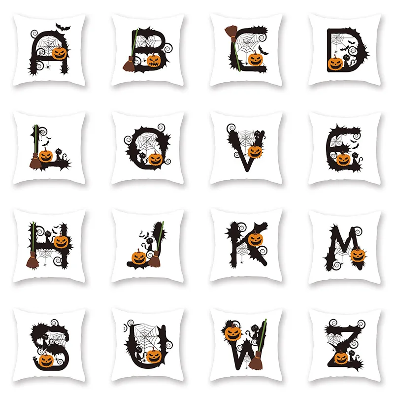 

Наволочка в стиле Хэллоуин, оригинальные буквы, Мультяшные тыквы, искусственные украшения на Хэллоуин, льняная наволочка