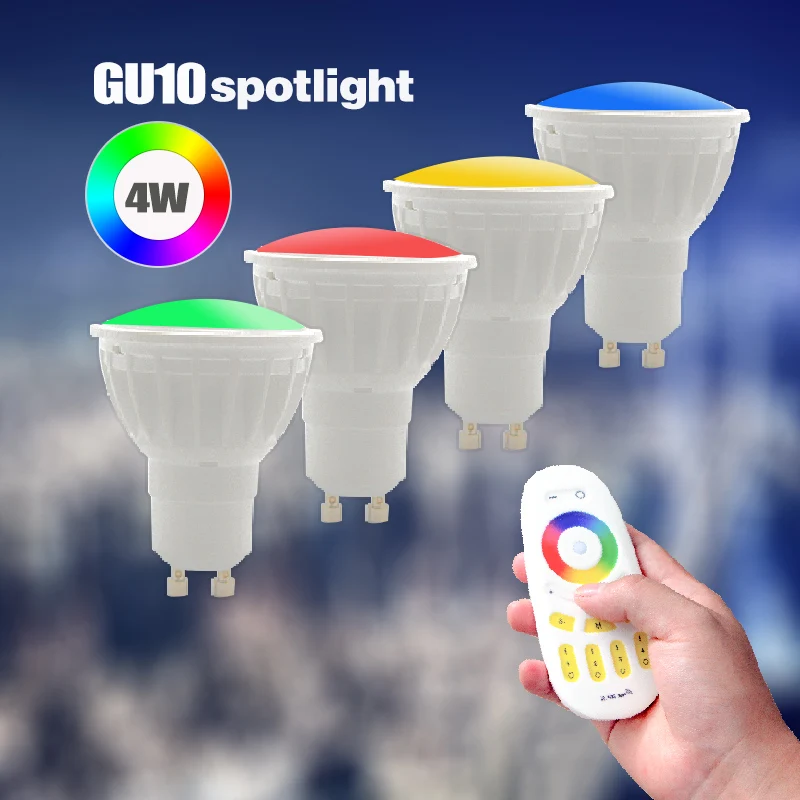 

10pcs/lot AC85-265V 2.4G Wireless GU10 RGBW RGB Rgb+warm White Wifi 4W LED Changable Dimmable Smart Spot Light Bulb Night Light