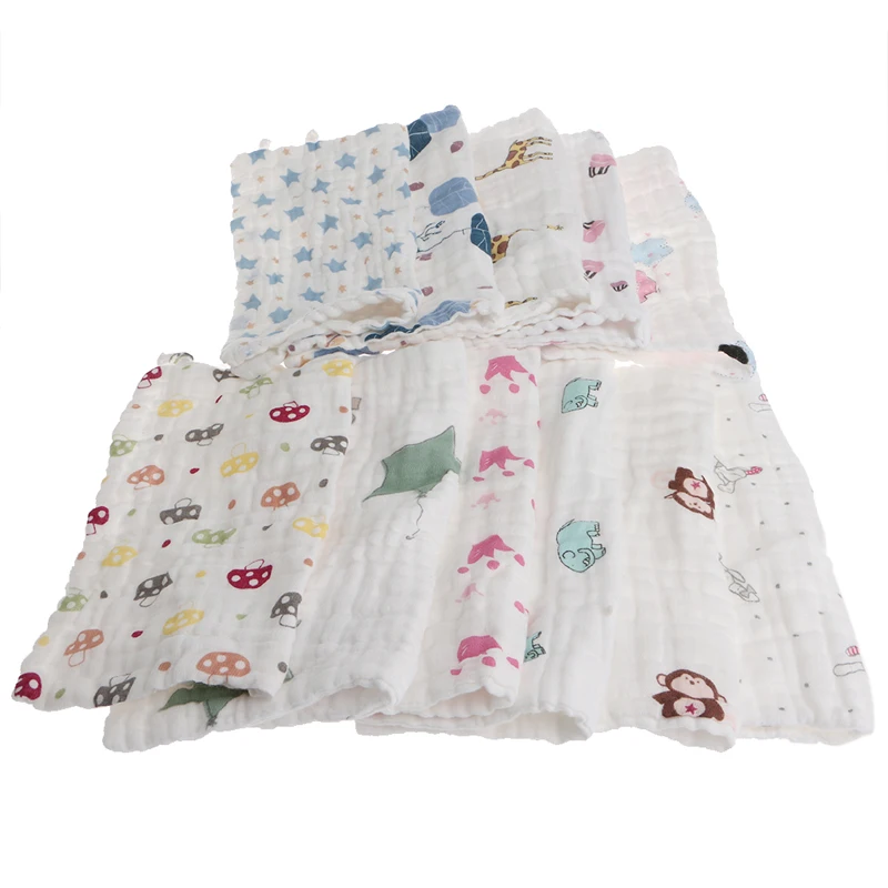 

6 Layers 25x25cm Muslin Cotton Baby Wipe Towel Absorbent Soft Baby Handkerchief