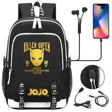 Jojo Bizarre Adventure School Bags Students USB Charging Laptop Backpack Women Men Travel Bags Kids Teenager College Backpack