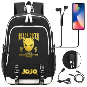 jojo bizarre adventure school bags students usb charging laptop backpack women men travel bags kids teenager college backpack free global shipping