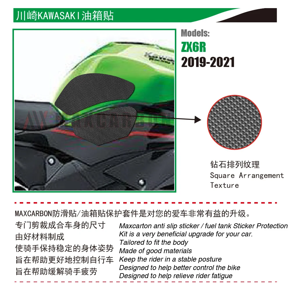 

Kawasaki ZX6R 2019-2021 oil tank pasted with anti-skid pad texture