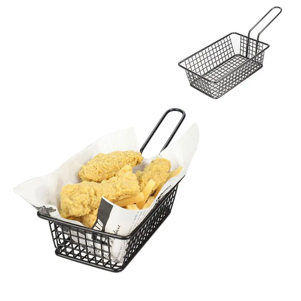 Портативная Черная железная проволока мини жарочная корзина ситечко фритюрница