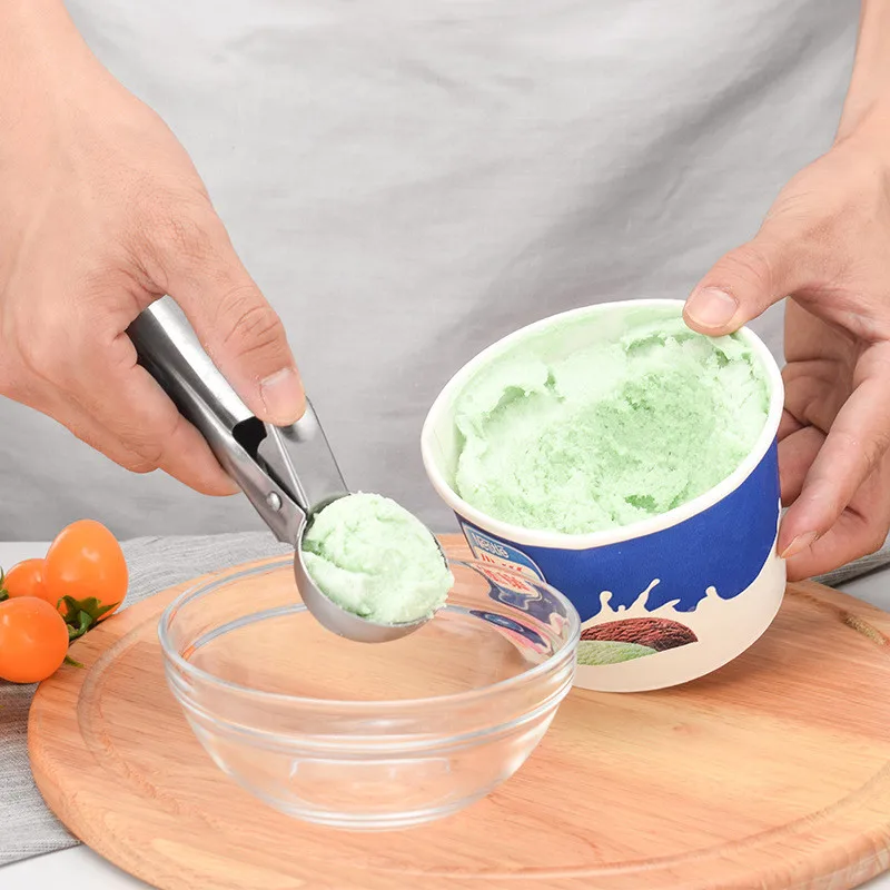 4/5/6CM Ice Cream Spoon Stainless Steel Spring Handle Cookie Scoop Fruit Watermelon Dig Ball | Дом и сад