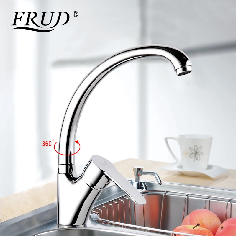 

FRUD Kitchen Sink Faucets 360 Degree Swivel Zinc Alloy Kitchen Crane Cold Hot Water Mixers Single Hole Taps R41106