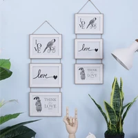 photo frame wall hanging picture holder three wooden connected combination clips decorative paper nail for living room 67 inch