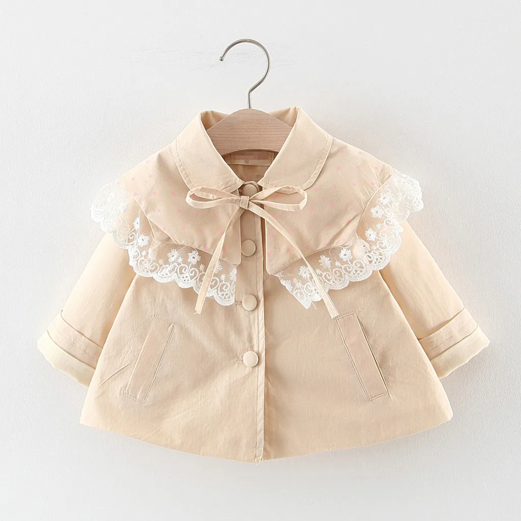 Детский плащ Одежда для маленьких девочек Однотонное ветрозащитное пальто с