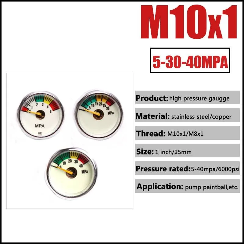 PCP Pump Valve 25mm M10x1 High Pressure Gauge 1 Inch Mini Air Scuba Manometre 5mpa 10mpa 20mpa 30mpa 35mpa 40mpa | Инструменты