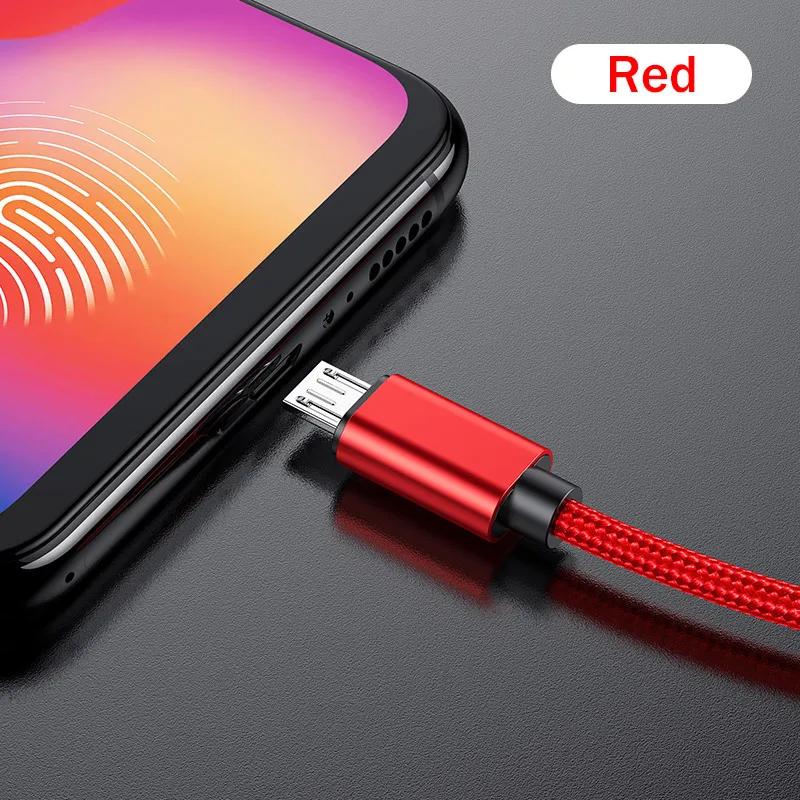 1 м кабель Micro USB шнур металлическая нейлоновая оплетка Кабель Microusb для передачи данных и зарядки Micro usb кабель для samsung Xiaomi huawei htc sony Lg - Цвет: Red