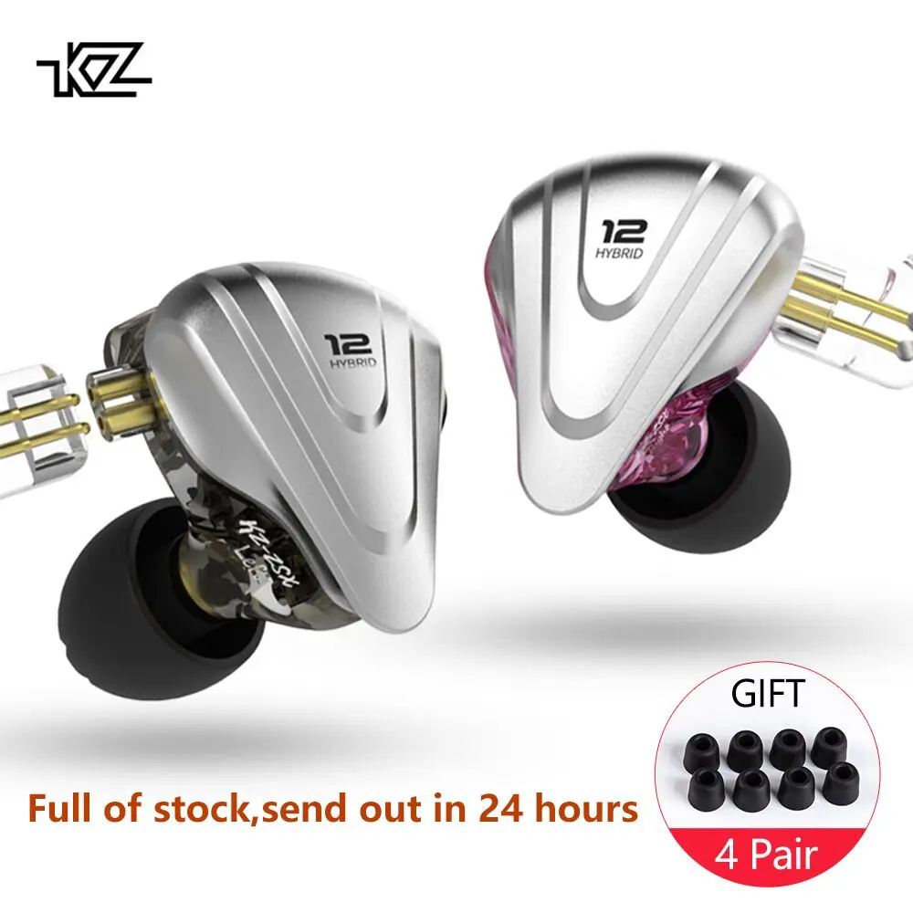 Гибридные наушники вкладыши KZ ZSX 5BA + 1DD hi fi гарнитура с 12 драйверами мониторы DJ ZS10