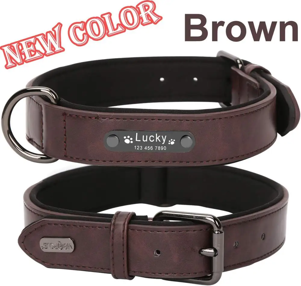 Ошейник для собак кожаный с гравировкой MP0100 товары домашних животных кошек | Дом